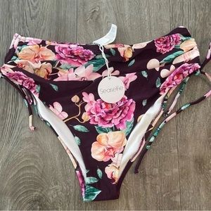 SEASELFIE Women's high waisted floral tummy control Bikini Bottoms